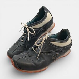 Wolky Lace Up Blue Leather Orange Soles Walking Design Shoes Womens US 8 EU 39